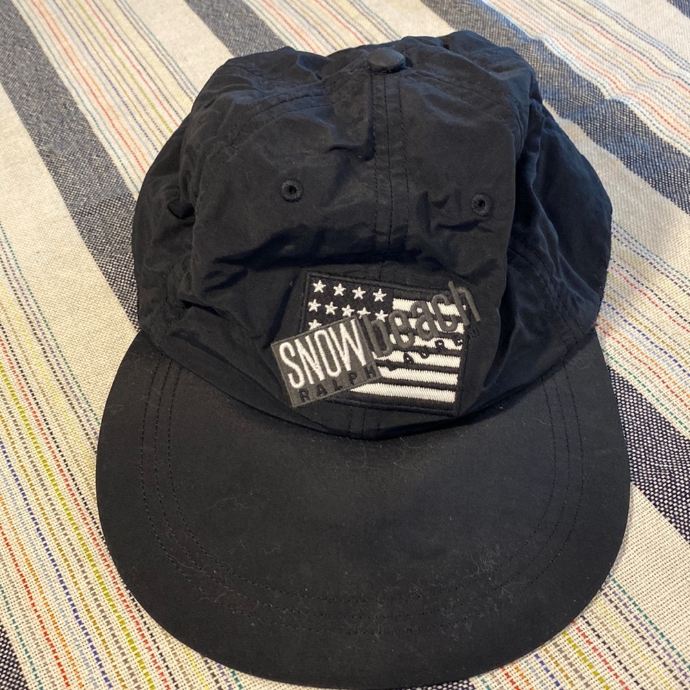 Polo Ralph Lauren Snow Beach Cold Wave Black hat cap -USED